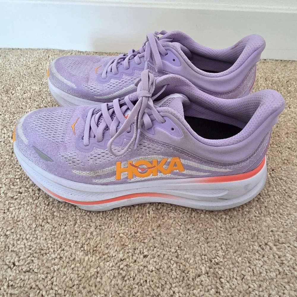 HOKA Bondi 9 Womens Running Shoes Purple Lavender Orange 1162012 AGH Size 9B